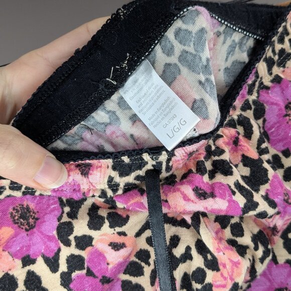 Rene Rofe Floral Animal Print Lace Sleep Set Tank & Shorts Black Pink Size Large - Picture 7 of 7